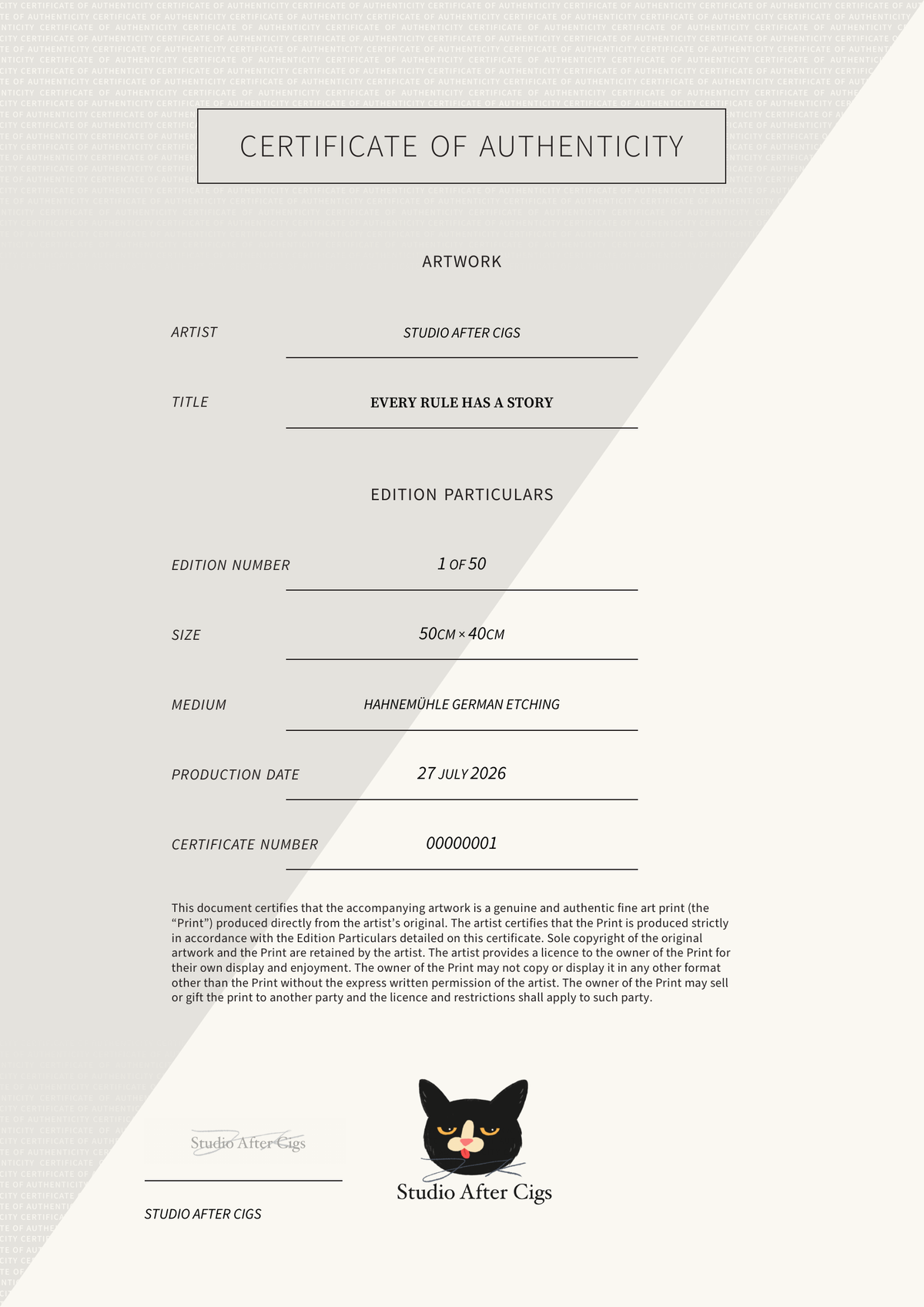 Every Rule Has a Story — Certificate of Authenticity